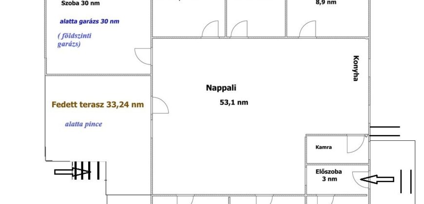 KEREPES–EGYSZINTES–5 SZOBA–FÖLDSZINTI GARÁZS–PINCE–TERASZ–LOFT STÍLUS–HATALMAS NAPPALI